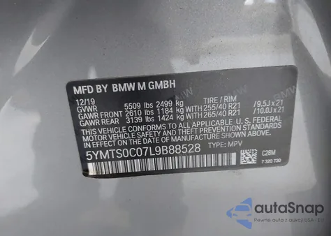 2020 BMW X3 M Competition from USA, damaged, VIN 5YMTS0C07L9B88528